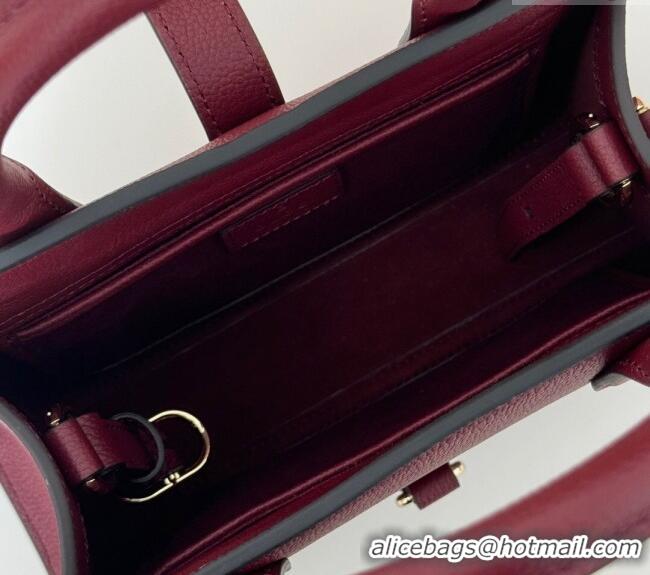 Buy Fashionable Gucci Grainy Leather Small Tote Bag with Hook Closure 795349 Dark Burgundy 2024