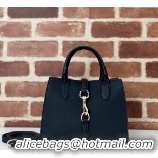 Buy Classic Gucci Grainy Leather Small Tote Bag with Hook Closure 795349 Black 2024
