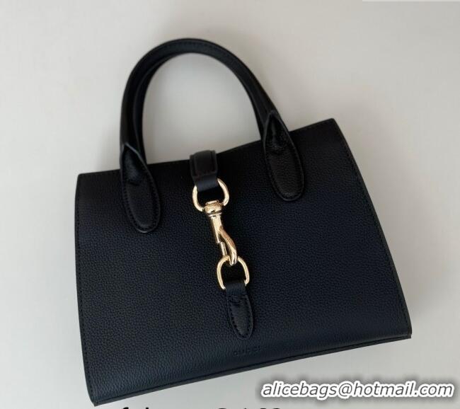 Buy Classic Gucci Grainy Leather Small Tote Bag with Hook Closure 795349 Black 2024