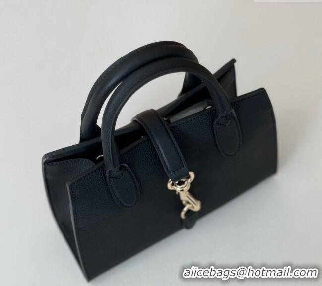 Buy Classic Gucci Grainy Leather Small Tote Bag with Hook Closure 795349 Black 2024
