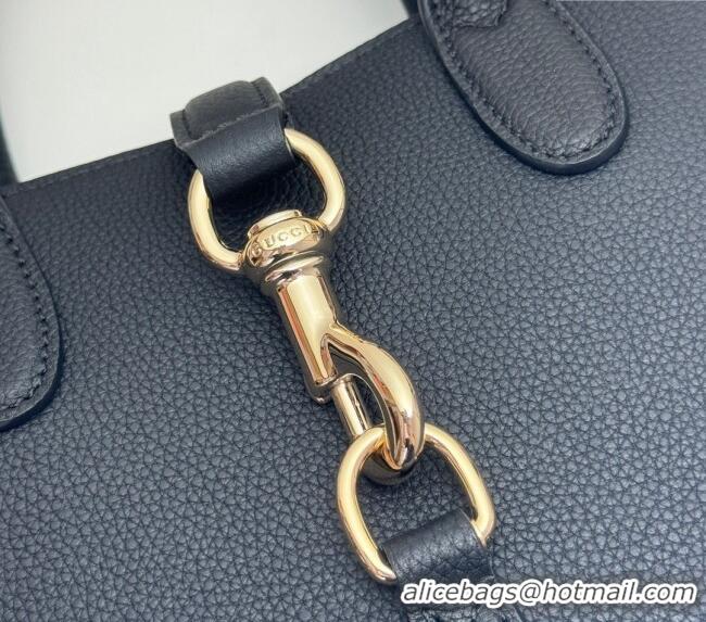 Buy Classic Gucci Grainy Leather Small Tote Bag with Hook Closure 795349 Black 2024