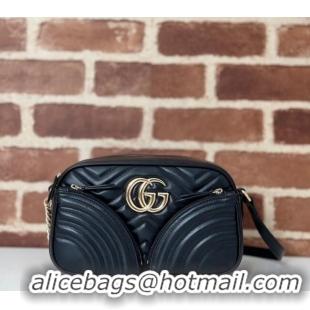 Luxury Classic Gucci GG Marmont Leather Small Shoulder Bag with Zip Pocket 798715 Black 2024