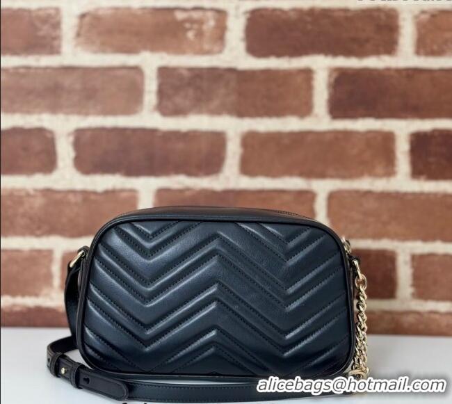 Luxury Classic Gucci GG Marmont Leather Small Shoulder Bag with Zip Pocket 798715 Black 2024