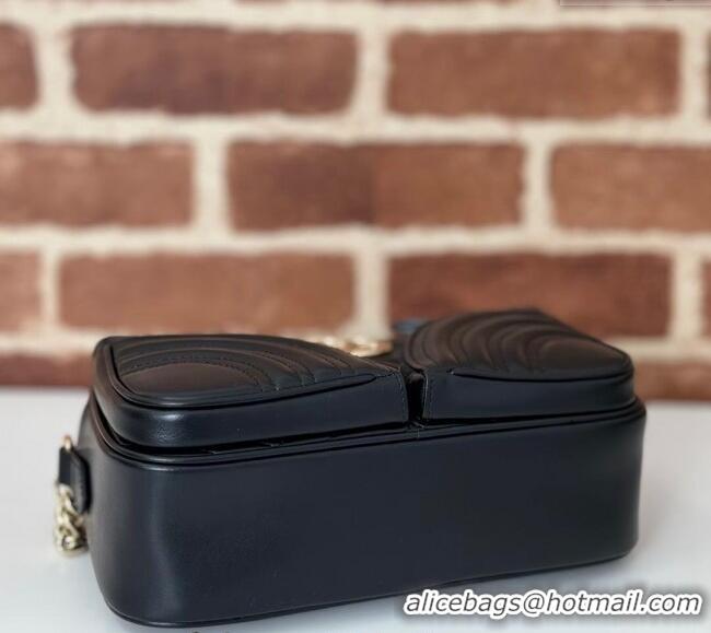Luxury Classic Gucci GG Marmont Leather Small Shoulder Bag with Zip Pocket 798715 Black 2024