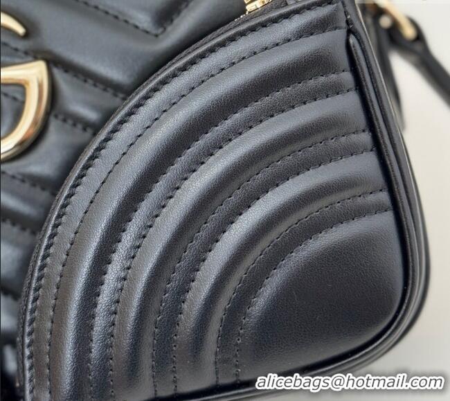 Luxury Classic Gucci GG Marmont Leather Small Shoulder Bag with Zip Pocket 798715 Black 2024