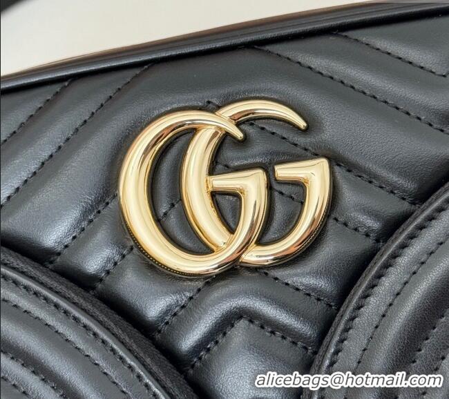 Luxury Classic Gucci GG Marmont Leather Small Shoulder Bag with Zip Pocket 798715 Black 2024