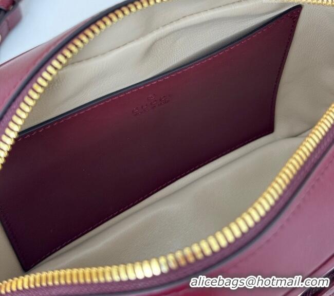 New Product Gucci GG Marmont Leather Small Shoulder Bag with Zip Pocket 798715 Dark Burgundy 2024