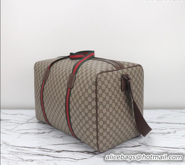 Top Grade Gucci Large Duffle GG Canvas bag with Web G760152 2024