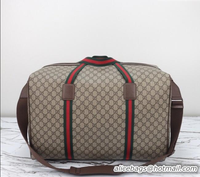 Top Grade Gucci Large Duffle GG Canvas bag with Web G760152 2024