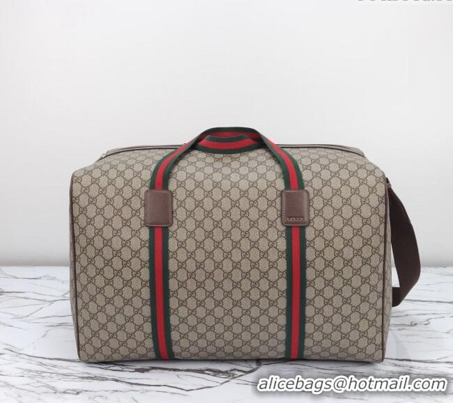Top Grade Gucci Large Duffle GG Canvas bag with Web G760152 2024