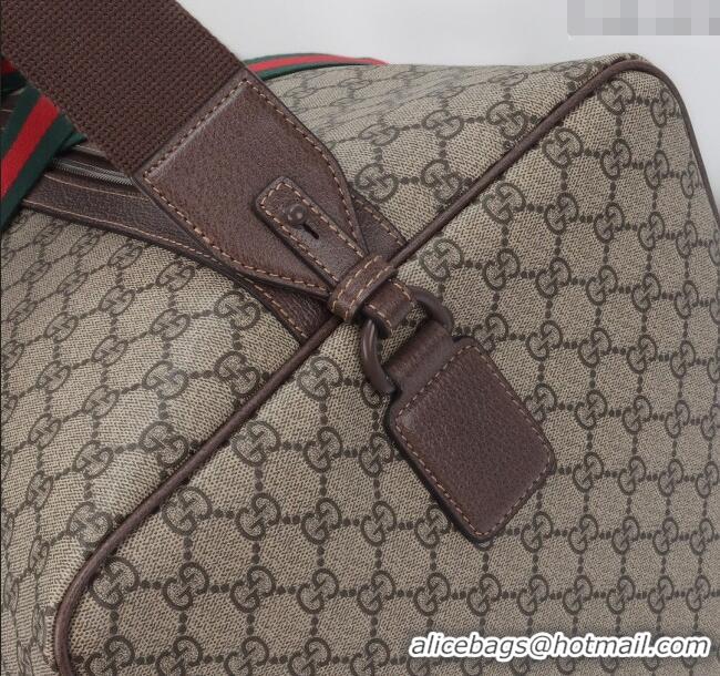 Top Grade Gucci Large Duffle GG Canvas bag with Web G760152 2024