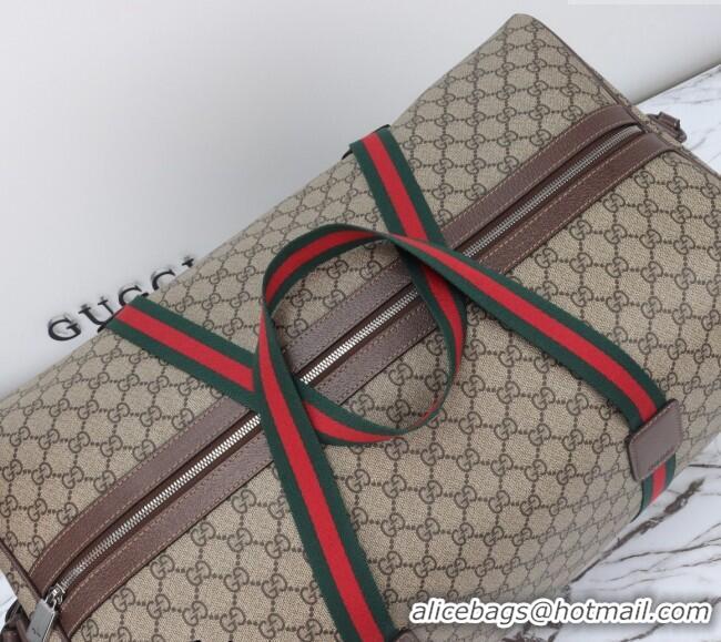 Top Grade Gucci Large Duffle GG Canvas bag with Web G760152 2024