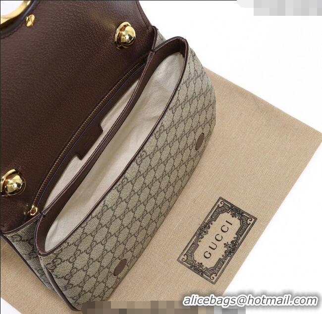 New Cheap Gucci Blondie GG Canvas Medium Top Handle Bag 721172 Beige/Brown 2024