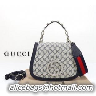 Fashion Discount Gucci Blondie GG Canvas Medium Top Handle Bag 721172 Grey/Blue 2024