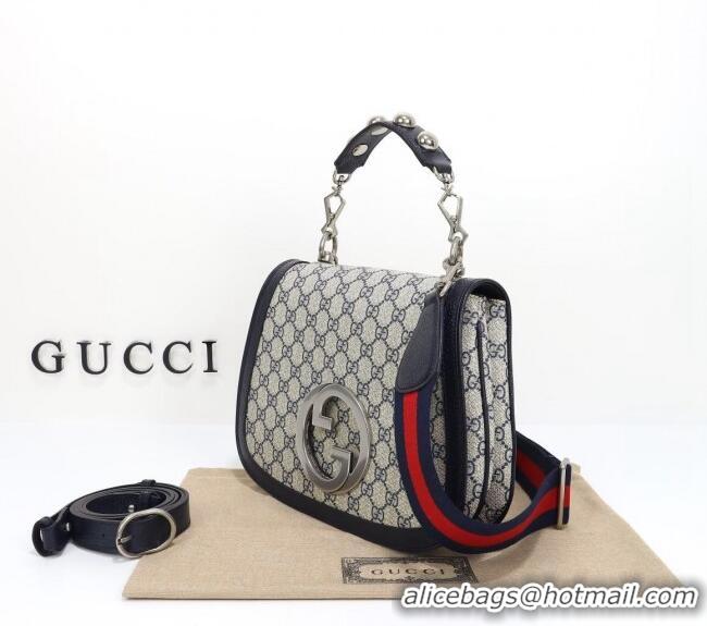Fashion Discount Gucci Blondie GG Canvas Medium Top Handle Bag 721172 Grey/Blue 2024