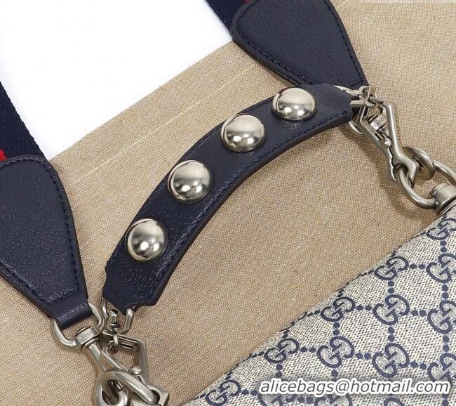 Fashion Discount Gucci Blondie GG Canvas Medium Top Handle Bag 721172 Grey/Blue 2024