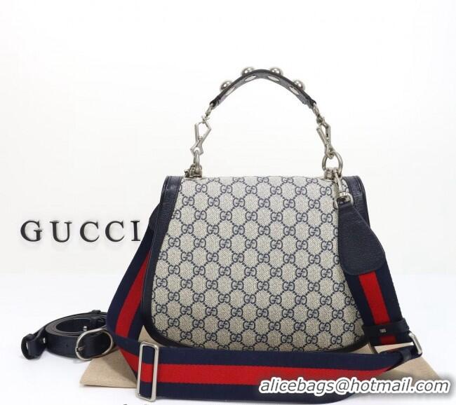 Fashion Discount Gucci Blondie GG Canvas Medium Top Handle Bag 721172 Grey/Blue 2024