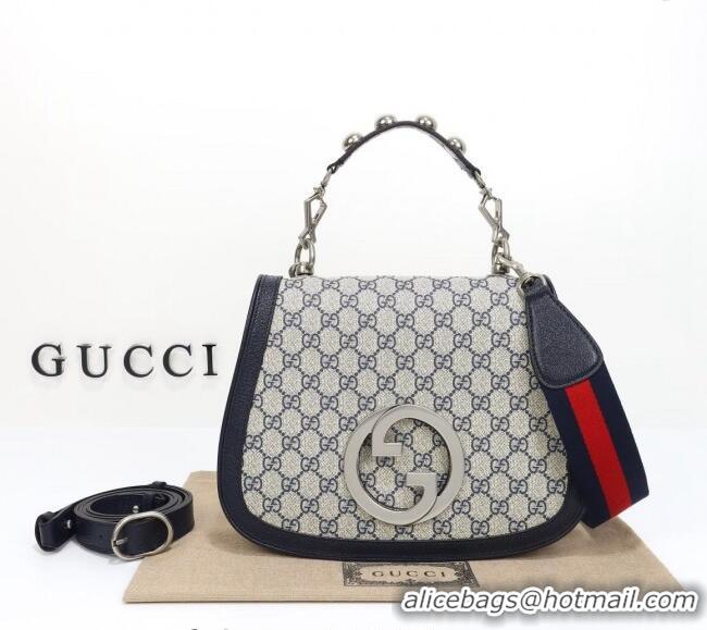 Fashion Discount Gucci Blondie GG Canvas Medium Top Handle Bag 721172 Grey/Blue 2024