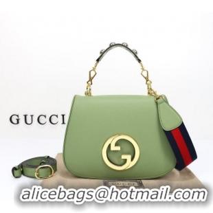 Well Crafted Gucci Blondie Leather Medium Top Handle bag 721172 Light Green 2024