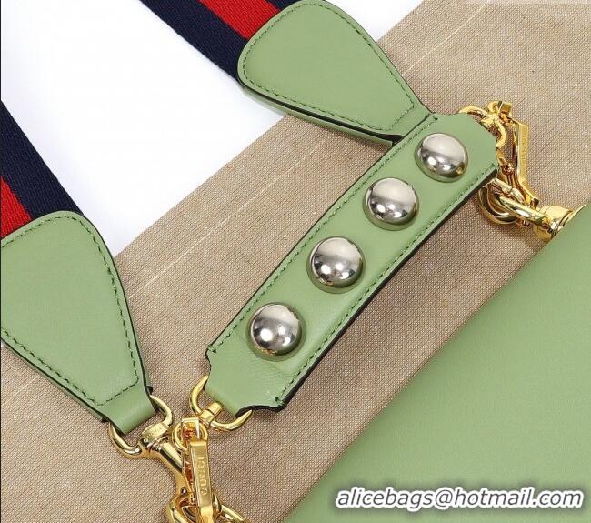 Well Crafted Gucci Blondie Leather Medium Top Handle bag 721172 Light Green 2024