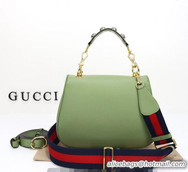 Well Crafted Gucci Blondie Leather Medium Top Handle bag 721172 Light Green 2024
