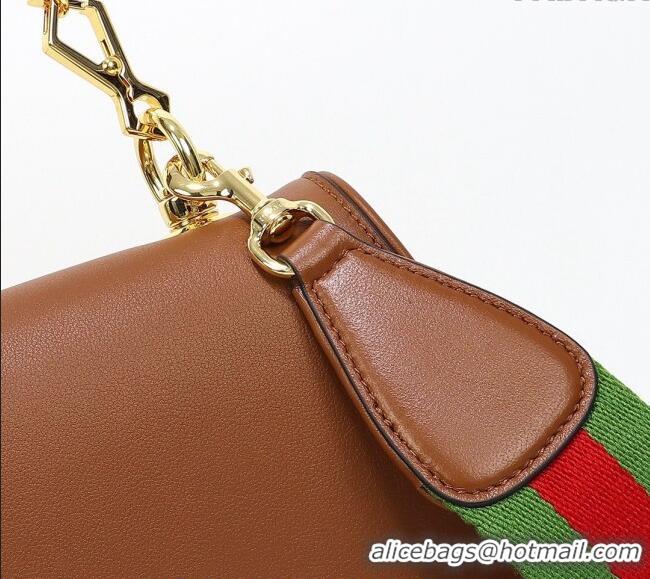 Famous Brand Gucci Blondie Leather Medium Top Handle bag 721172 Brown 2024