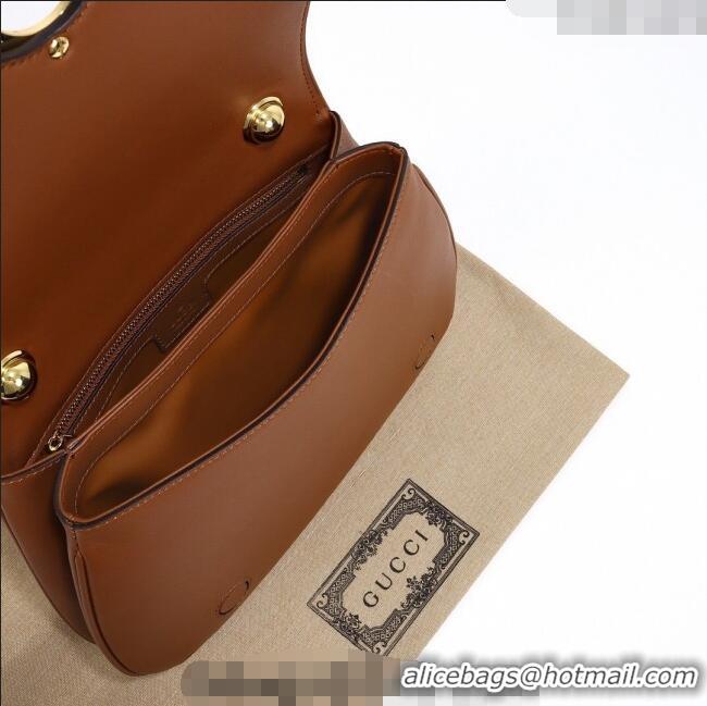 Famous Brand Gucci Blondie Leather Medium Top Handle bag 721172 Brown 2024