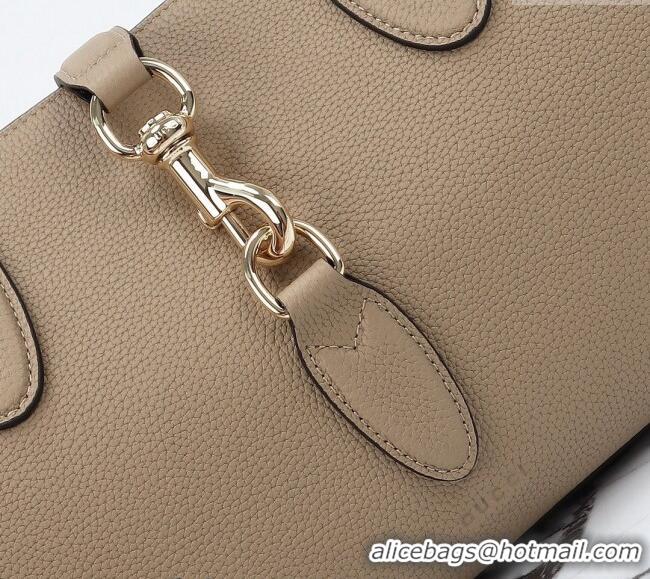 Best Quality Gucci Grainy Leather Medium Tote Bag with Hook Closure 795282 Beige 2024