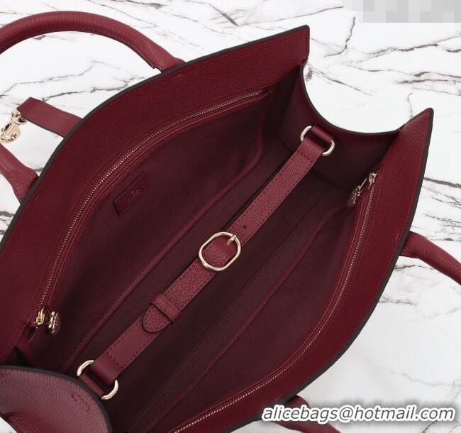 Famous Brand Gucci Grainy Leather Medium Tote Bag with Hook Closure 795282 Dark Burgundy 2024