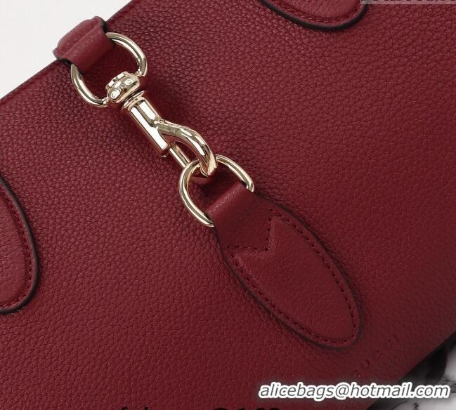 Famous Brand Gucci Grainy Leather Medium Tote Bag with Hook Closure 795282 Dark Burgundy 2024