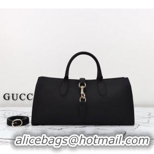 Popular Style Gucci Grainy Leather Medium Tote Bag with Hook Closure 795282 Black 2024