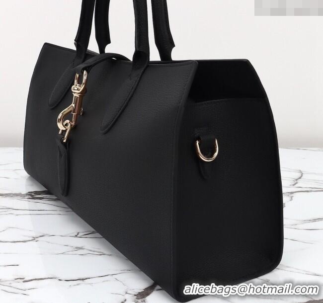 Popular Style Gucci Grainy Leather Medium Tote Bag with Hook Closure 795282 Black 2024