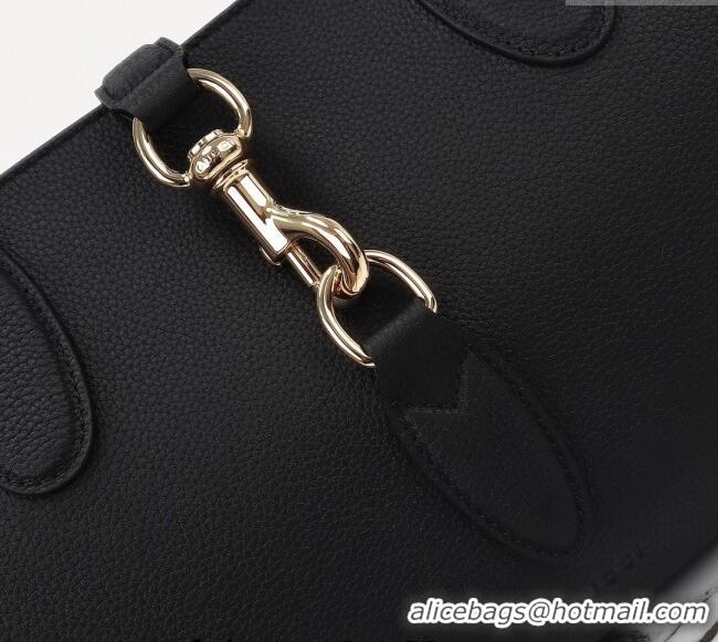 Popular Style Gucci Grainy Leather Medium Tote Bag with Hook Closure 795282 Black 2024