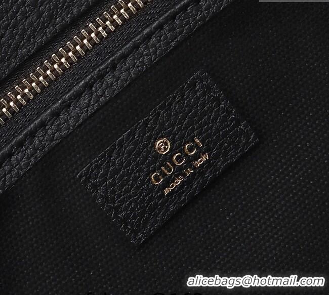 Popular Style Gucci Grainy Leather Medium Tote Bag with Hook Closure 795282 Black 2024