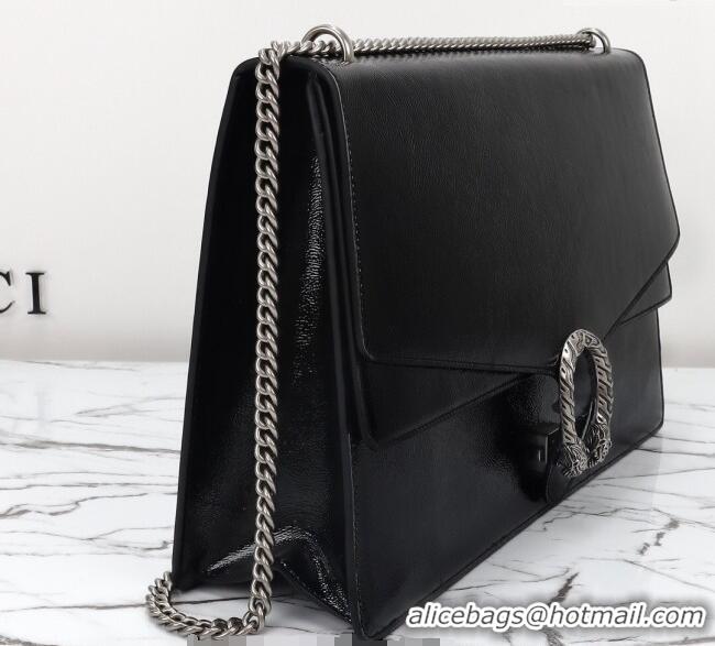 Traditional Discount Gucci Dionysus Large Shoulder Bag in Patent Leather 795003 Black 2024
