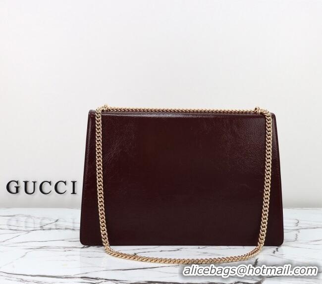 Well Crafted Gucci Dionysus Large Shoulder Bag in Patent Leather 795003 Dark Burgundy 2024