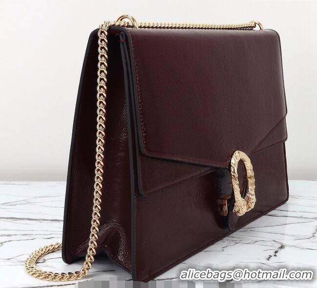 Well Crafted Gucci Dionysus Large Shoulder Bag in Patent Leather 795003 Dark Burgundy 2024