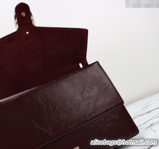 Well Crafted Gucci Dionysus Large Shoulder Bag in Patent Leather 795003 Dark Burgundy 2024