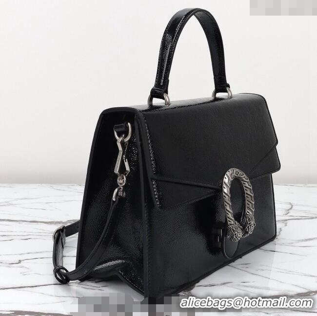 Reasonable Price Gucci Dionysus Medium Shoulder Bag in Patent Leather 795007 Black 2024