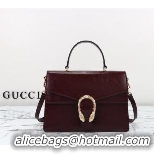 Best Product Gucci Dionysus Medium Shoulder Bag in Patent Leather 795007 Dark Burgundy 2024