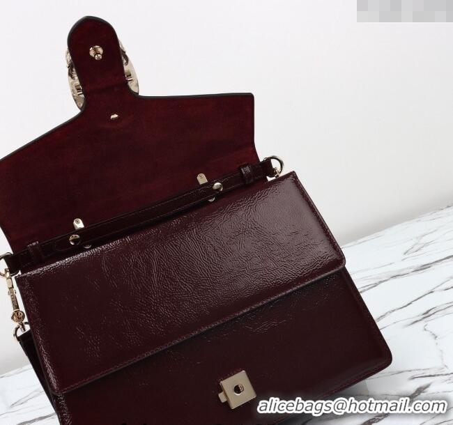 Best Product Gucci Dionysus Medium Shoulder Bag in Patent Leather 795007 Dark Burgundy 2024
