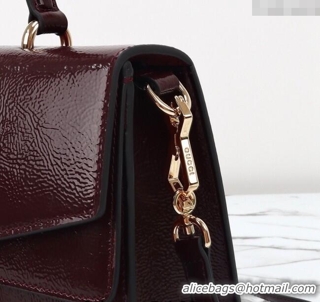 Best Product Gucci Dionysus Medium Shoulder Bag in Patent Leather 795007 Dark Burgundy 2024