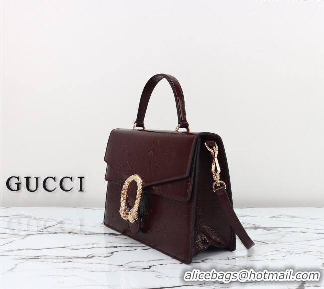 Best Product Gucci Dionysus Medium Shoulder Bag in Patent Leather 795007 Dark Burgundy 2024