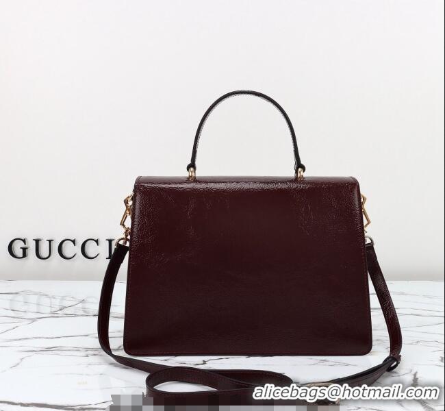 Best Product Gucci Dionysus Medium Shoulder Bag in Patent Leather 795007 Dark Burgundy 2024