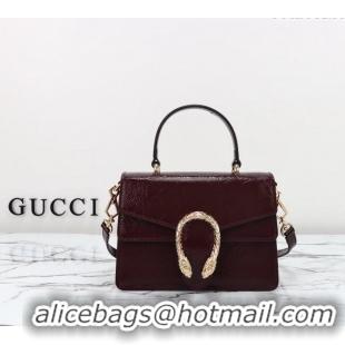 Super Quality Gucci Dionysus Small Shoulder Bag in Patent Leather 799599 Dark Burgundy 2024