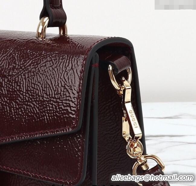 Super Quality Gucci Dionysus Small Shoulder Bag in Patent Leather 799599 Dark Burgundy 2024