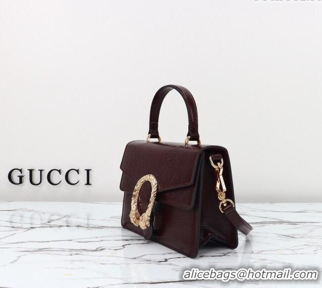 Super Quality Gucci Dionysus Small Shoulder Bag in Patent Leather 799599 Dark Burgundy 2024