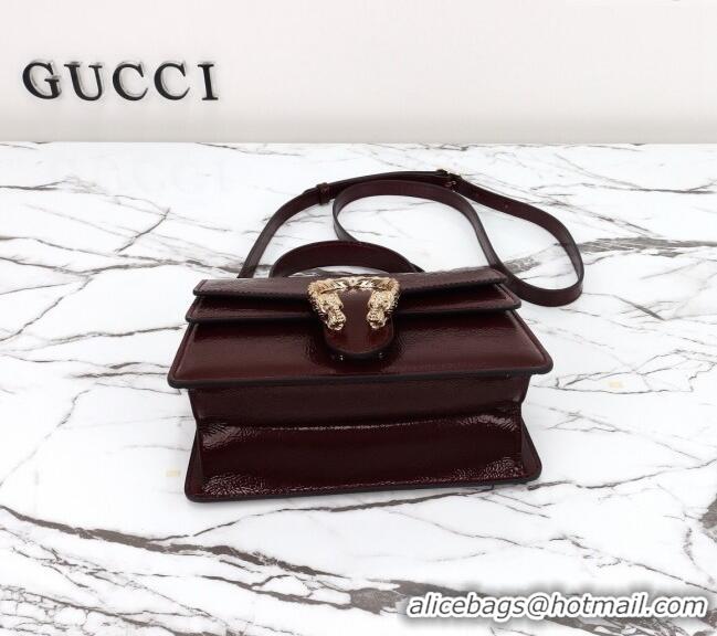 Super Quality Gucci Dionysus Small Shoulder Bag in Patent Leather 799599 Dark Burgundy 2024