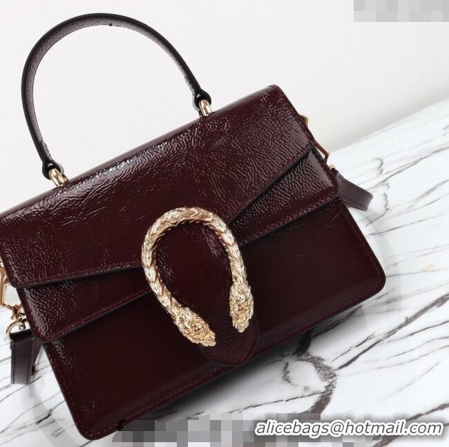 Super Quality Gucci Dionysus Small Shoulder Bag in Patent Leather 799599 Dark Burgundy 2024