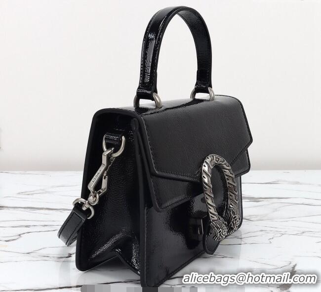 New Fashion Gucci Dionysus Small Shoulder Bag in Patent Leather 799599 Black 2024